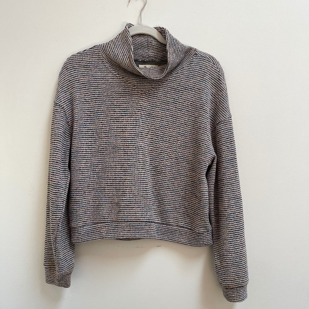 MADEWELL Textured Turtleneck Top in Rainbow Rib Size S